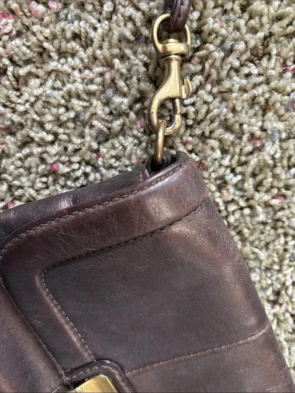 Coach Kristin Metallic Bronze Leather Flap Crossbody Bag